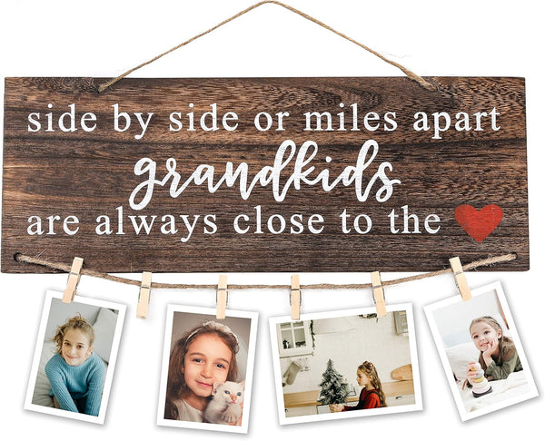 Grandparents Gifts from Grandchildren, Photo Holder for Side by Side or Miles Apart, Great for Christmas Birthday