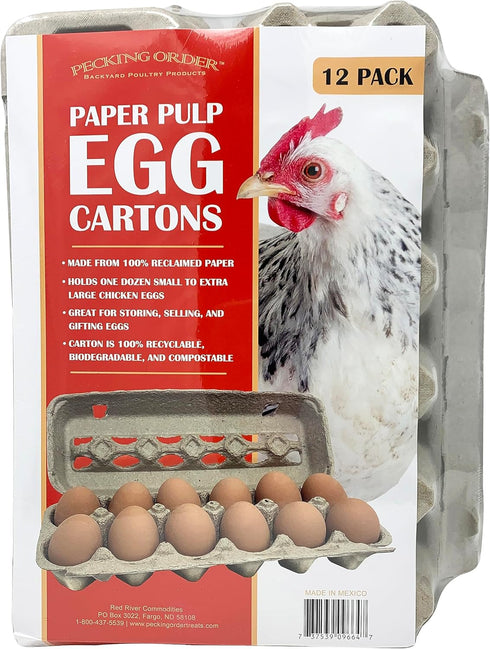 12 Pack Pecking Order Paper Pulp Egg Cartons