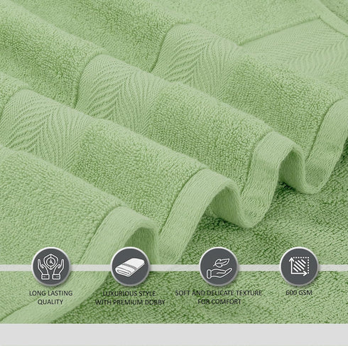 Set 600 8 100% Set Set Oakias Premium Towel GSM Piece Green - Ring Spun Cotton Highly Absorbent Towels - Super Soft