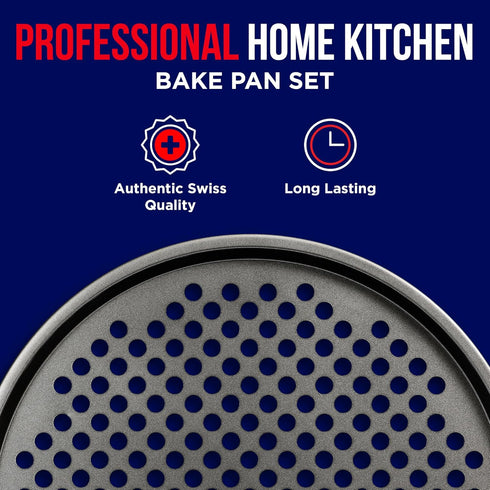 Non-Stick Pizza Pan with Holes, 13-Inch Perforated Carbon Steel Pizza Crisper, 1 Round Pizza Tray