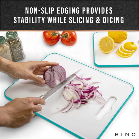 BINO Cutting Board, 2-Piece BPA-Free Plastic Chopping Boards, Large Surface, Dishwasher Safe