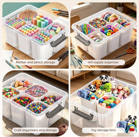 17 Citylife QT Plastic Storage Bins Clear Storage Box with Lids Multipurpose Stackable Storage Containers