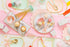Sugar & Cloth 9 Inch Semi Circle Paper Plate, Pink with Gold Edge, 16 Count