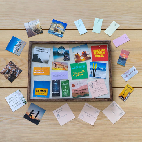 Vision Board Kit, Linen Cork Board for Wall, 235 Cards, 15.3"x11", All Supplies for Visualization & Goal Setting