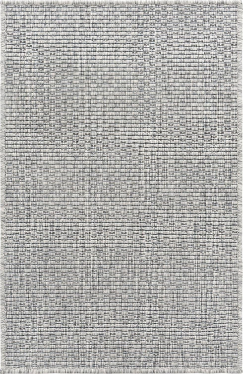 Unique Loom Collection Casual Transitional Solid Heathered Indoor/Outdoor Flatweave Area Rug (Light Gray/Ivory)