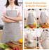 Tosewever 2 Pieces Kitchen Cooking Aprons, Waterproof Linen Adjustable Bib Aprons with 2 Pockets for Women Men Chef