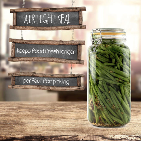 Galashield Classic Glass Jars with Airtight Lids - 67 oz Food Storage Jars, Leak Proof, Dishwasher Safe