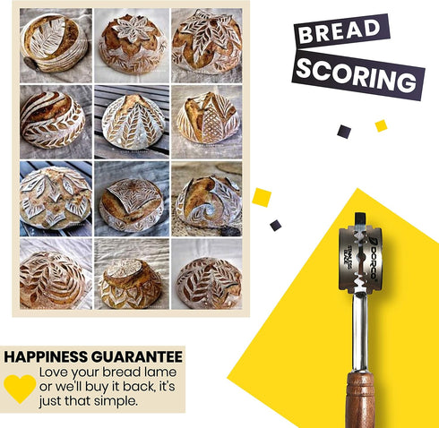 Handcrafted Bread Lame Made of Rich Dark Walnut Wood with Natural Cork Storage Case and 10 Blades