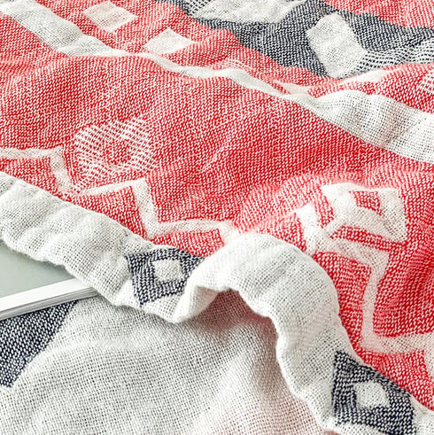 MEJU 100% 3 60 80 Boho Indian Pink Gray Retro Southwest Muslin Reversible Blanket for Bed Sofa Couch Combed Cotton