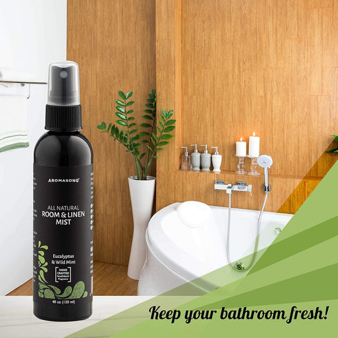 Aromasong Eucalyptus & Wild Mint Linen and Room Spray, Natural Aromatic Mist for Relaxation