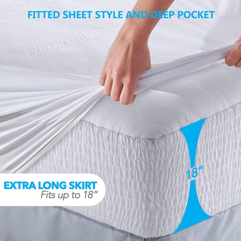 PlushDeluxe Premium Bamboo Mattress Protector, Twin XL Size Waterproof & Ultra Soft Breathable Washable Bed Cover -