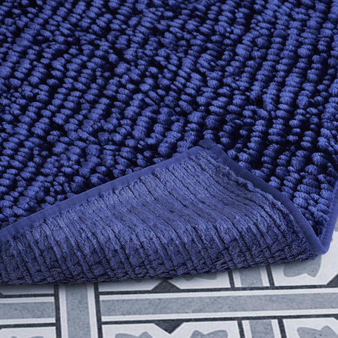 Laura Ashley Butter Chenille Bath Rug, Non Slip Shaggy Bathroom Mat for Tub and Sink - (20" x 34") Navy