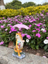 Yaoemei Cat Statue, Garden Kitty Cat Sculpture Holding Flower Pot with Umbrella, Outdoor Cat Home Decor for Yard Patio