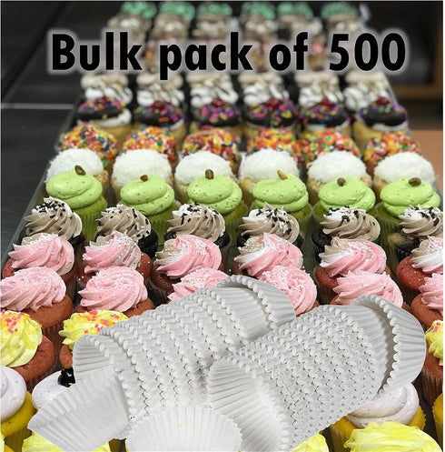 Mr Miracle Standard Size Baking Cups, Premium Quality, White, 500 Pack Grease-Proof Cupcake Liners