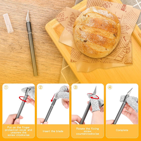 Junclyptic 10 Upgraded Bread Lame with Blades - Professional sourdough Scoring Tool for bread scoring tool, Safety