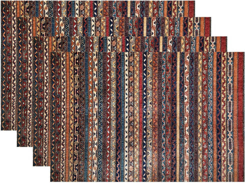 Batmerry Vintage Turkish Floral Placemats Set of 4, Woven Burlap Modern Placemats for Dining Table, Kitchen, Round