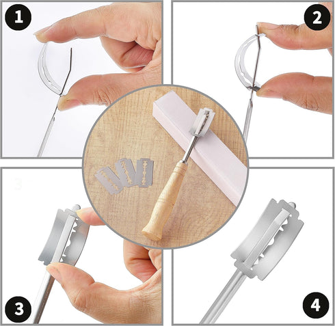 Stainless Steel Bread Lame Dough Scoring Tool, Premium Sourdough Scoring Tool with 10 Razor Blades