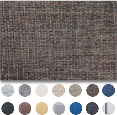 onebento Placemats Set of 4 - Easy Clean Woven Vinyl Placemats for Dining