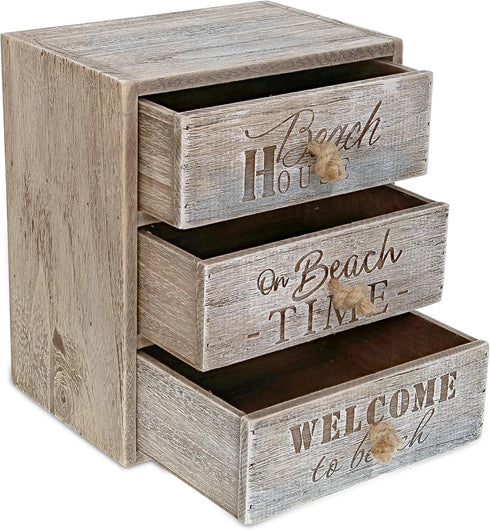 CoTa Global Driftwood 3 Drawer Storage Organizer, 3-Tier Wood Organizer for Bathroom, Office, and Vanity - 10.5 Inches
