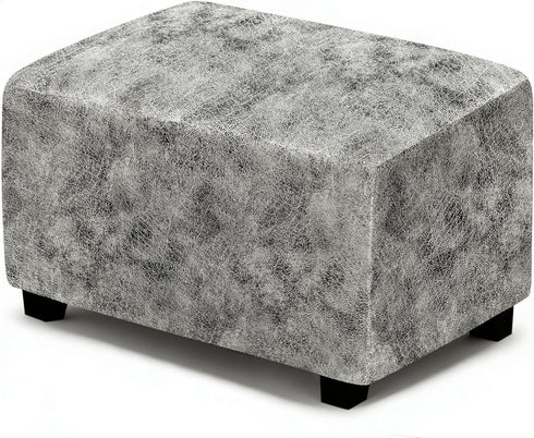 ANARACHON Leather Like Ottoman Cover, Stretch Small/Large Square Ottoman Covers, Rectangular Ottoman