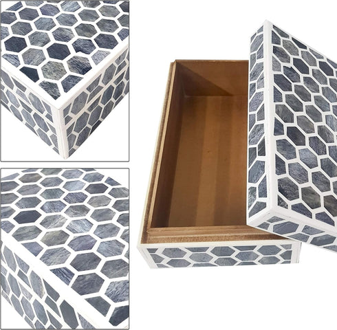 collectiblesBuy Victorian Stone Containers - Handcrafted Jewelry Keepsake Storage Box, Bone Inlay Home Decor