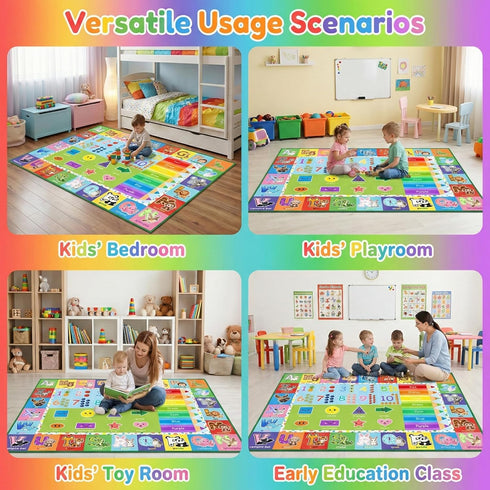 Wiero 2.5x4 ABC Alphabet Rug for Kids Bedroom - Feet Educational Numbers & Animals Play Mat for Toddler Nursery