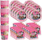 Kitty Cat Pink Kitten Birthday Party Supplies Set, Tableware Kit for 16 Plates Napkins Cups