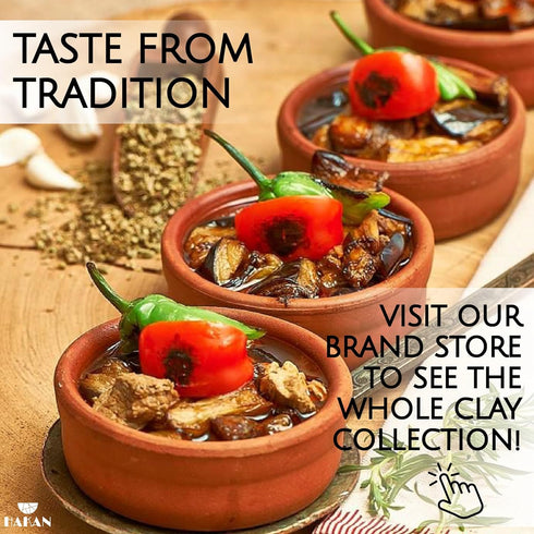 Set 4, 5.7-inch 14.2 Oz 4 420 Hakan Athens Clay Bowl of Terracotta Bowls, Ancient Pottery, Glazed Inside Cooking Clay