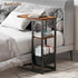 C Shaped End Table, Small Side Table for Couch, Recliner, Slide Under Sofa Tray Desk Snack Tables with Storage Bag