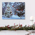 BANBERRY DESIGNS Lighted Christmas Tree & Cardinal Birds LED Canvas Print - Snowy Winter Scene Wall Art