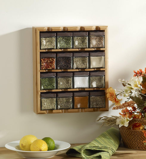 3-in-1 Countertop, 5 16 Count Pack 1) Kamenstein Jar Bamboo Spice Organizer for Wall, and Drawer with Spices Included