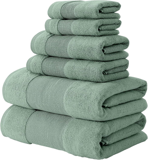 Modern Threads Air Cloud 6-Piece Towel Set - 100% Zero-Twist Cotton, 500