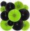 Black Green Party Hanging Paper Fans - 12pc Tropical Jungle Animal Birthday Decorations, Graduation Bachelorette