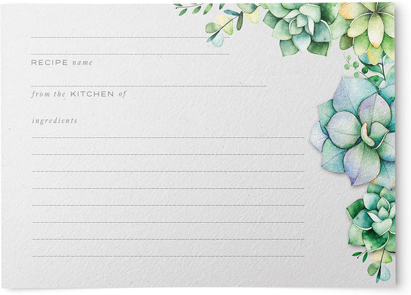 48 Succulents Recipe Cards, 4x6 inches, Water Resistant