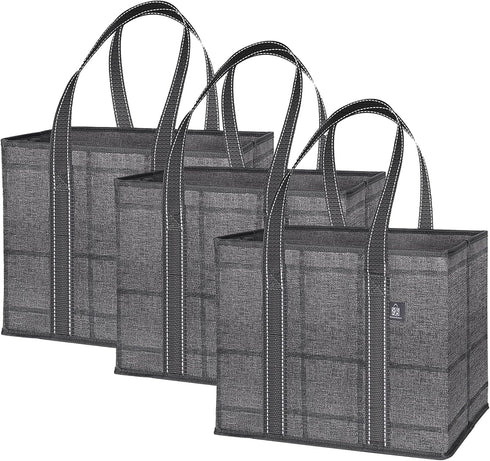 VENO 3 Pack Reusable Grocery Bags, Shopping Bags for groceries, Utility Tote with