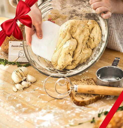 Danish Dough Whisk Bread Mixer - Hook Dutch Pizza Dough Making Accessories, Great As A Gift