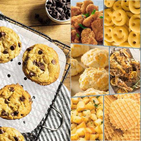 200pcs Disposable Air Fryer Parchment Paper Liners, 8.5 inch Premium Perforated for Easy Cleanup