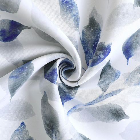 Valance for Windows, Watercolor Leaves Print Rod Pocket, 52 x 14 Inches, Blue/Gray