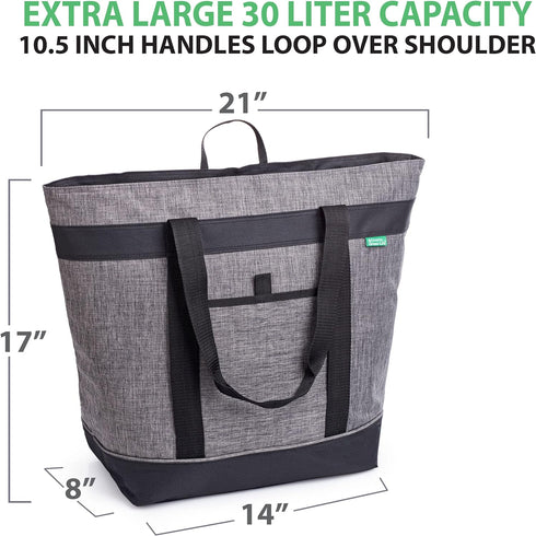 Jumbo Insulated Cooler Bag (Charcoal) with HD Thermal Insulation - Premium, Collapsible Soft Cooler Makes a Perfect