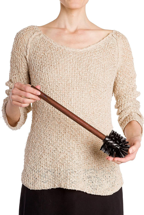 Redecker Toilet Brush Set with Replacement Head, Oiled Thermowood Handle and Nylon Bristles, Made in Germany