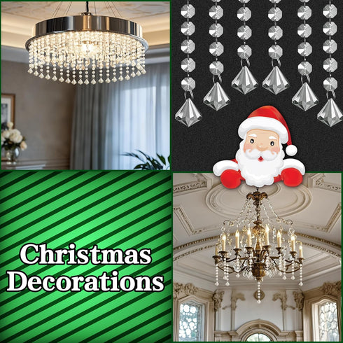 KESOCORAY 50 Pack Hanging Crystals - Clear Acrylic Prisms Pendant Ornaments for Christmas Tree, Centerpieces