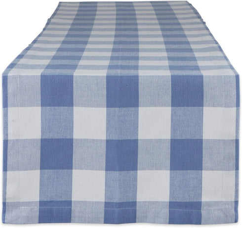 DII Buffalo Check Collection Classic Farmhouse Table Runner, 14x108, Stonewash Blue