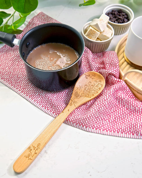 Talisman Designs Laser Etched Beechwood Mixing Spoon, Woodland Peacock Design
