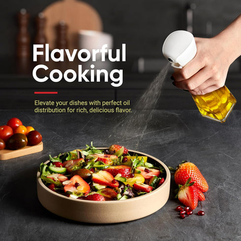 Olive Oil Sprayer for Cooking, 200ml Glass Spray Bottle for Oil Portion Control, Kitchen Gadget