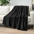 PAVILIA Black Fleece Bed Blanket Queen Size, Super Soft Fuzzy Flannel Throw, 90x90