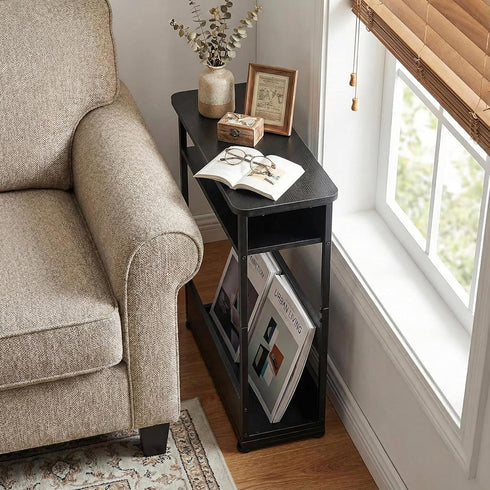 Table,3-Tier Narrow Side Slim End Table with Storage Shelf,Modern Sofa Table Thin Side Table for Narrow and Small