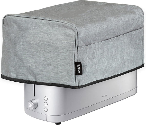 Crutello Toaster Cover for 4 Slice Long Slot Toaster with Storage Pockets, Small Appliance Dust Cover