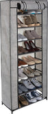 Simplify 8 Tier Shoe Storage Closet Organizer Rack with Cover, Free Standing,