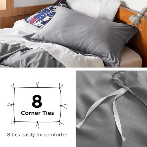 Bedsure Twin/Twin XL Duvet Cover Kids - Soft Double Brushed 2 pcs Grey Duvet Cover with Zipper Closure & Pillow Sham
