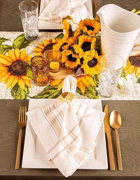DII Spring & Summer Table Runner, 14x108, Rustic Sunflowers Print Table Top Décor Collection